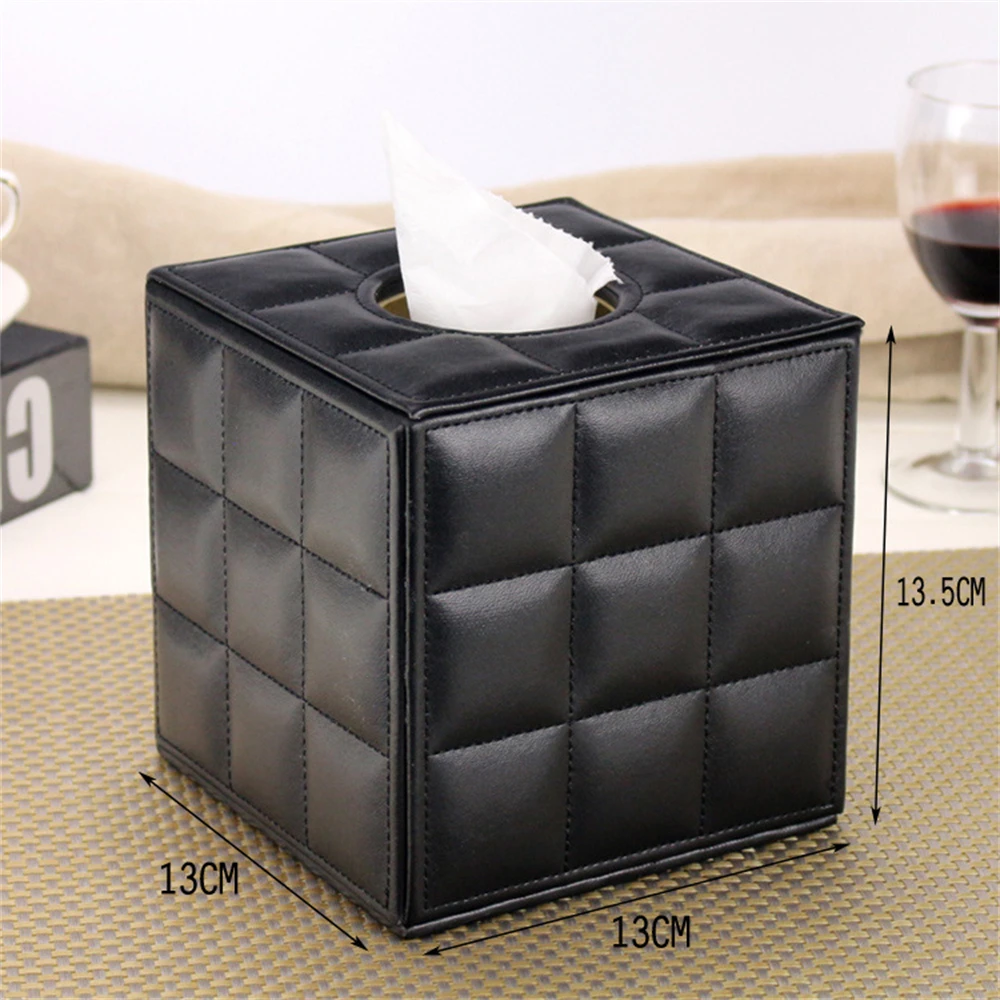 Creative Desktop Roll Paper Box, PU Leather Tissue Case, Cube Napkin Holder, Kitchen Pumping Tray, European Fashion Storage Box