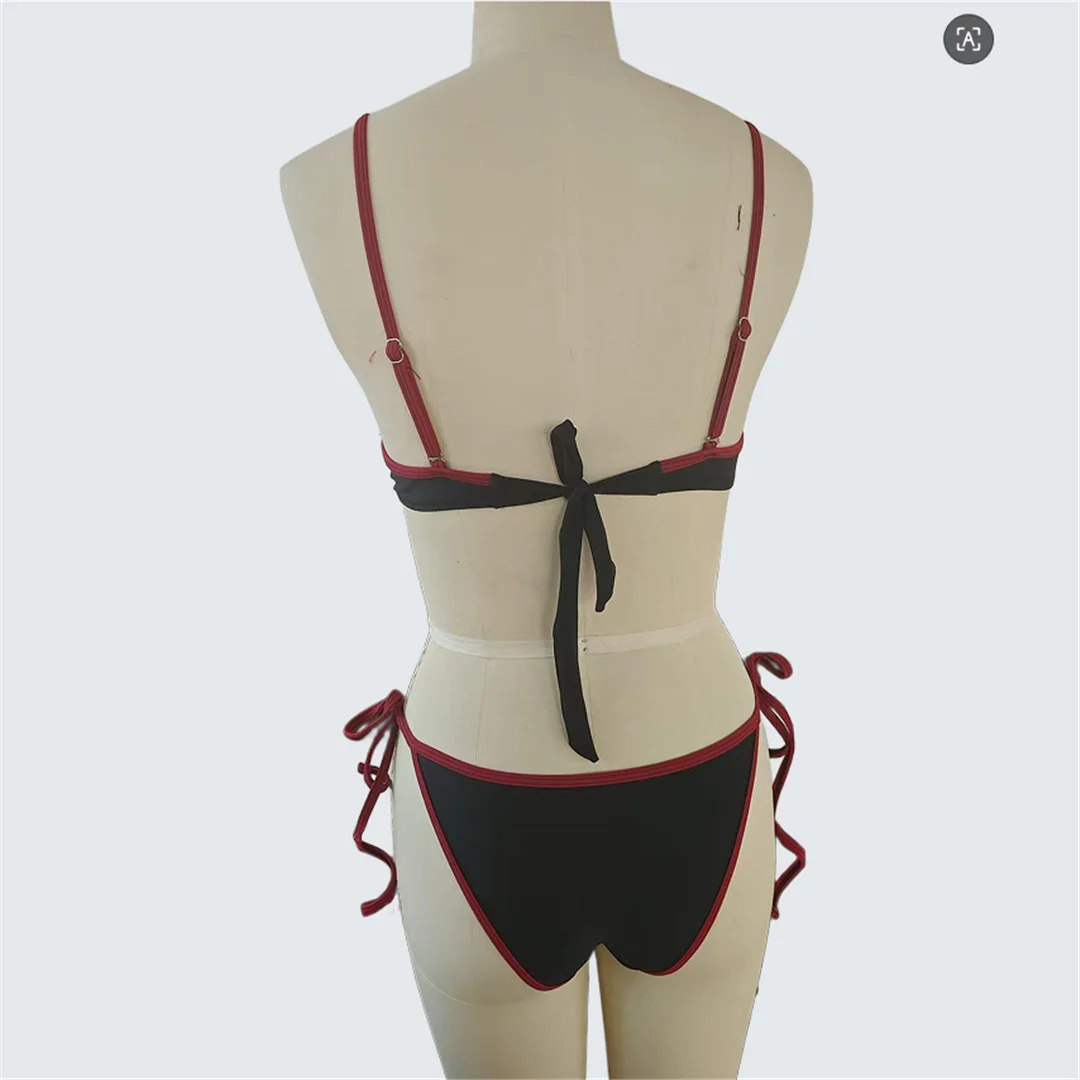 S - XXL High-Cut-Bikini mit Trägern und BH-Cups, zweiteiliger Bikini-Set für Damen, Badeanzug, Badebekleidung, Badehose V7468 – Detail 9