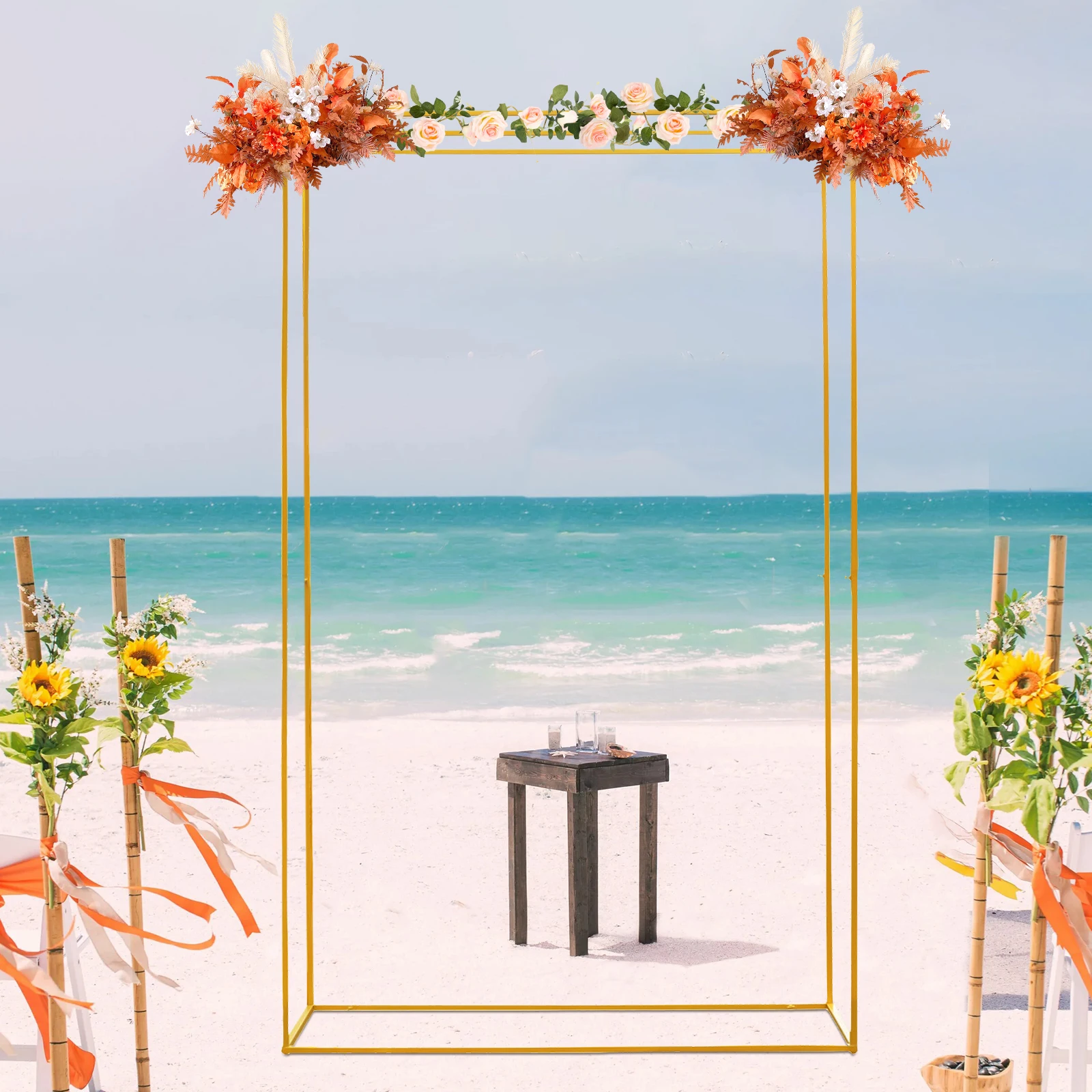 

2.8m/110.23in DIY Wedding Balloon Arch Metal Modern Rectangular Wedding Backdrop Stand Fit Centerpiece Party Event Easy Install