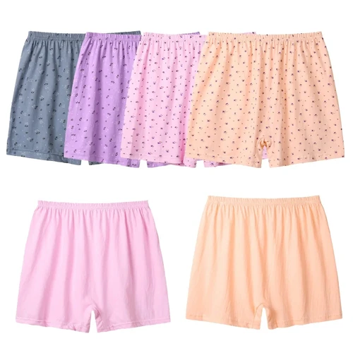 6 ps/lote Boxer de talla grande para mujer, bragas de algodón para mujer, pantalones cortos de cintura alta para mujer, ropa interior holgada para mujer, Boxers de mediana edad para mujer