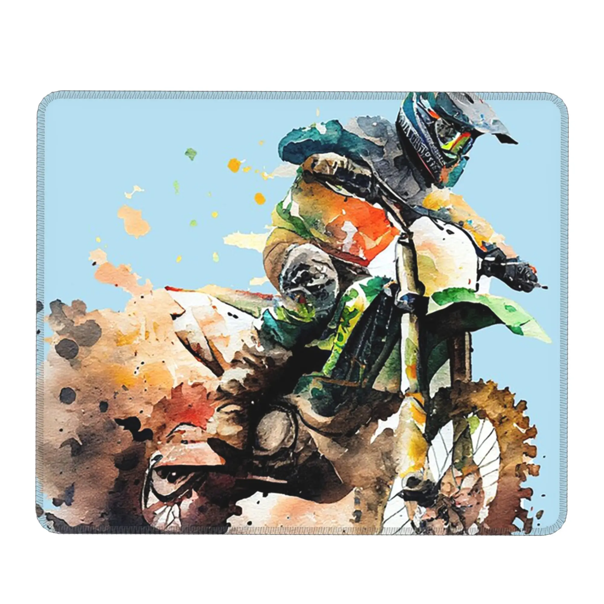 Mountain Motocross Rider Ink Painting Mouse Pad Computer Keyboard Mouse Mat Gaming Laptop Desk Mat Office Accessories Table Mats