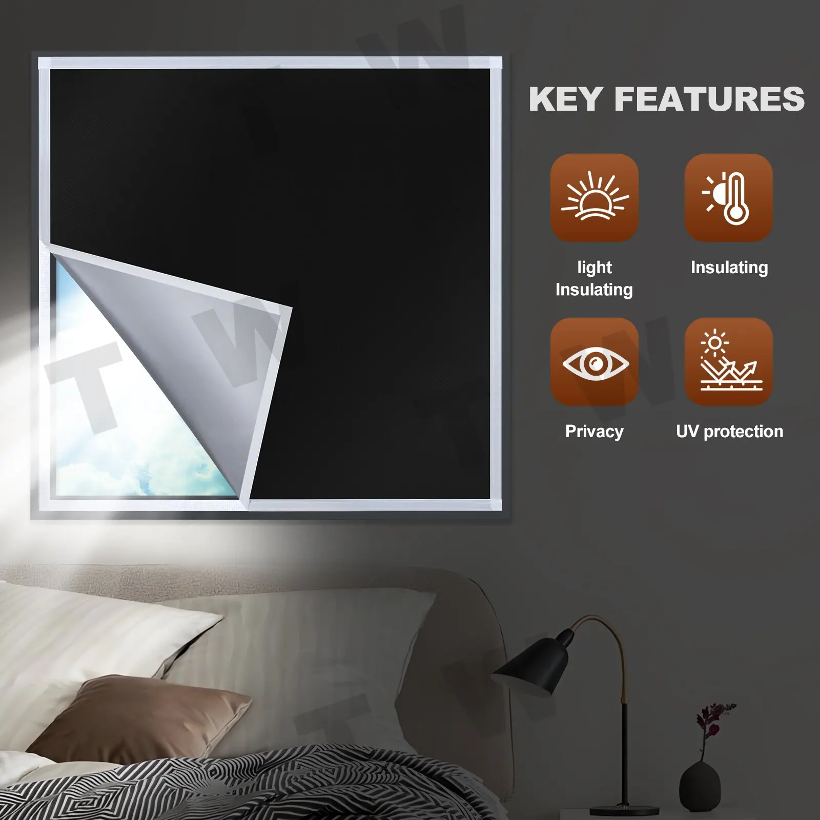 100% Lightproof Bedroom Curtains Portable Light Blocking Film No-Drill Travel Shade Curtain Sun Protection Window Curtain Dorm R