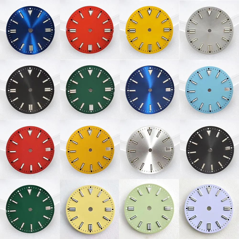 28.5mm Oyster Perpetual Sterile Luminous Yellow Black Blue Green Watch Dial Fit for NH35/8215/2836 Movement Watch Accessories