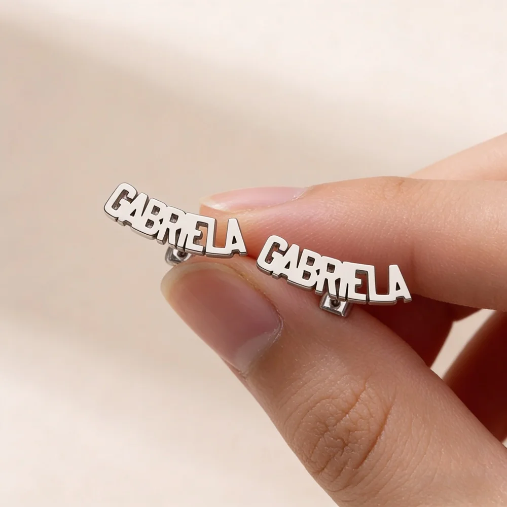 

Персонализированные серьги из нержавеющей стали с инициалами, женские серьги с именем на заказ, подарки на день рождения, свадьбу, ювелирные изделия на заказ