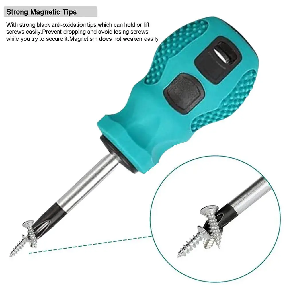 Screwdriver Set With Rubber Anti Slip Handle Short Handle Multi-function Phillips /Slotted-screwdriver Manual Tools