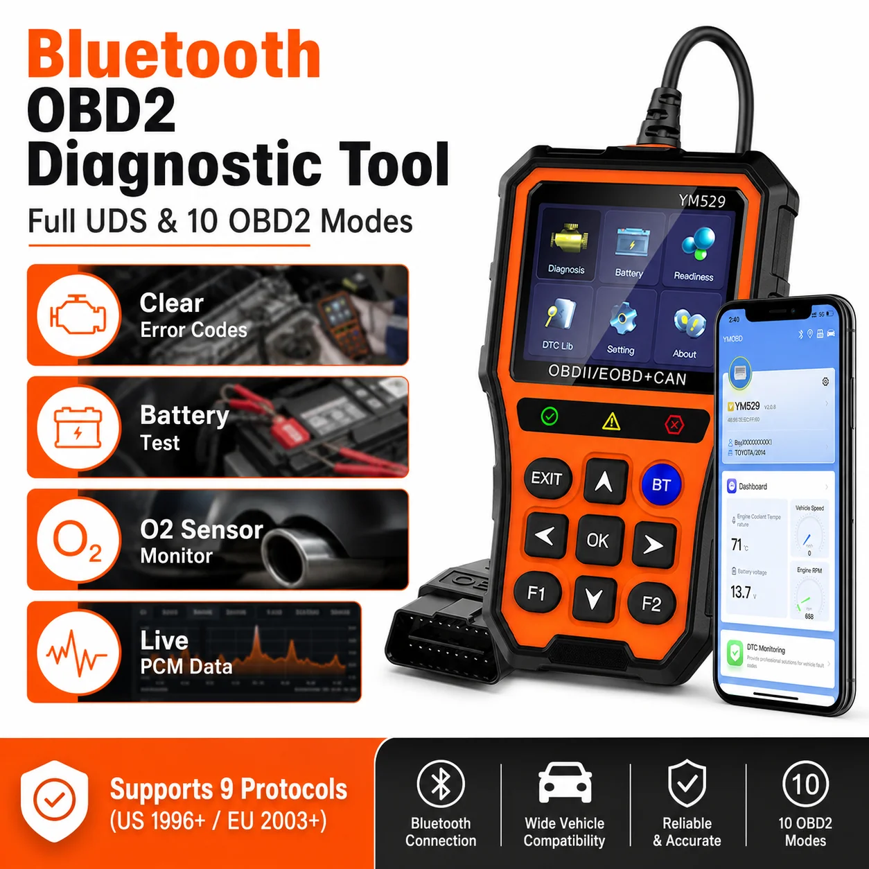 

Car OBD2 Scanner Auto Diagnostic Tool Clear Engine Error Code Reader UDS Battery Test For US EU Vehicle Repair Garage