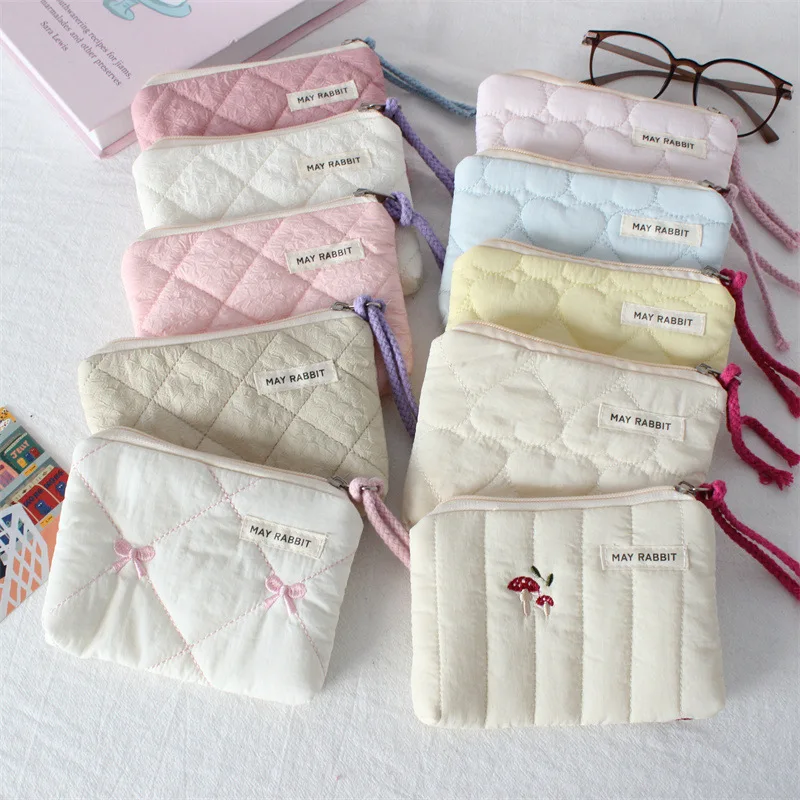 New Quilted Pocket Wallet Portable Mini Purse Kids Cute Purse Candy Color Zipper Coin Purse Handheld Key Lipstick Organizer
