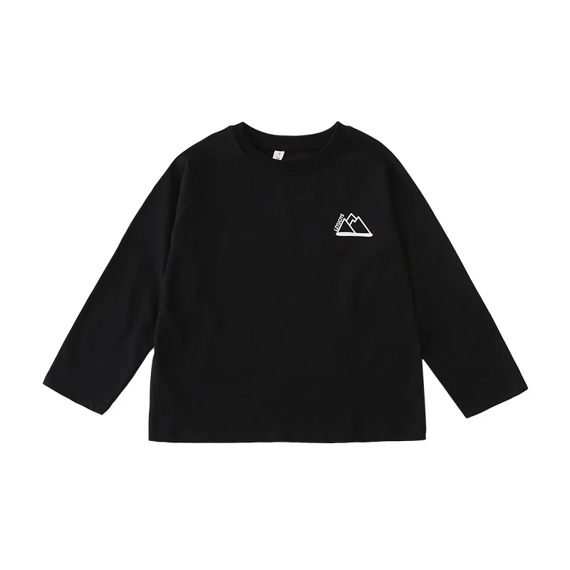 Black T Shirt for Family Matching Long Sleeve Tops Autumn Spring Dad Mom and Son Daughter Clothes Parent-child Korea Clothing