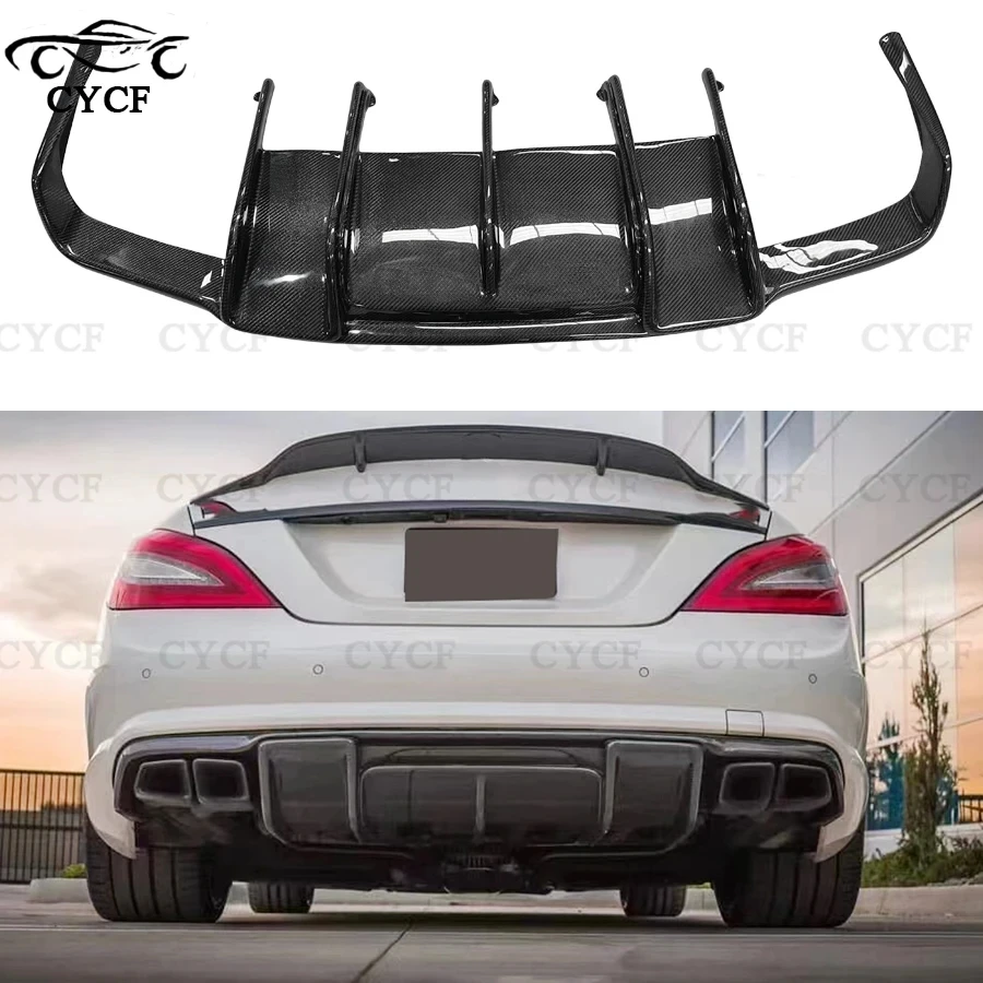 For Mercedes Benz CLS Class W218 R Style Carbon Fiber Rear Diffuser Rear Bumper Splitter Lip Diffuser Cover Trim Upgrade body ki