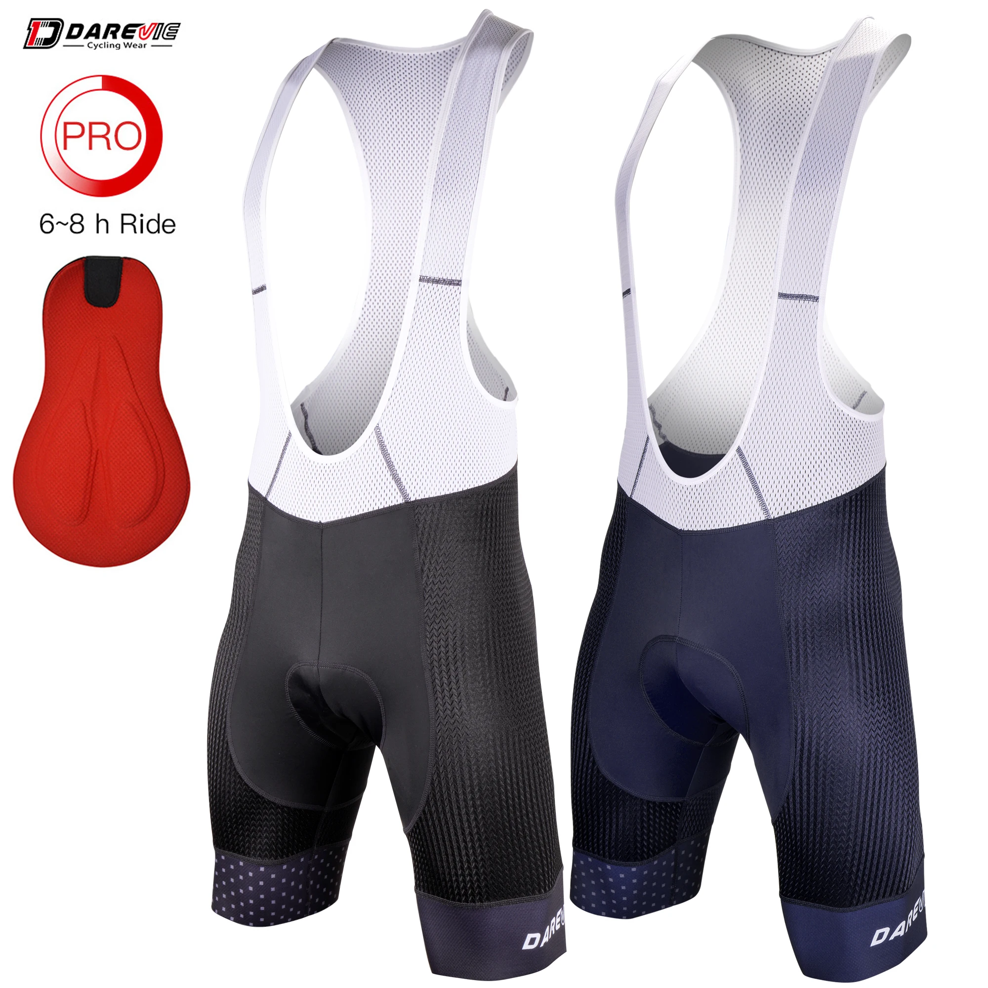 DAREVIE Cycling Bib Shorts Pro Team Sponge Pad Cycling Shorts Man 7cm Anti-slip Rubber Gripper Men Cycling Shorts 6 Hour Ride