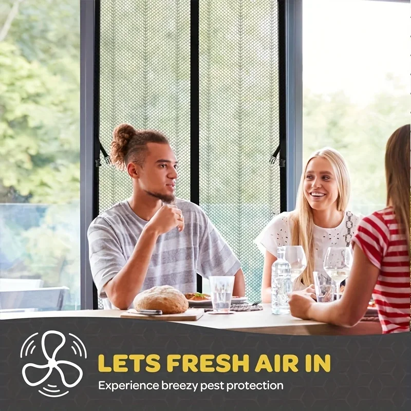 Summer Magnetic Door Curtain Handmade Striped Storage Tabs Soft Mesh Washable Polyester No Drill Living Room Bedroom Kitchen