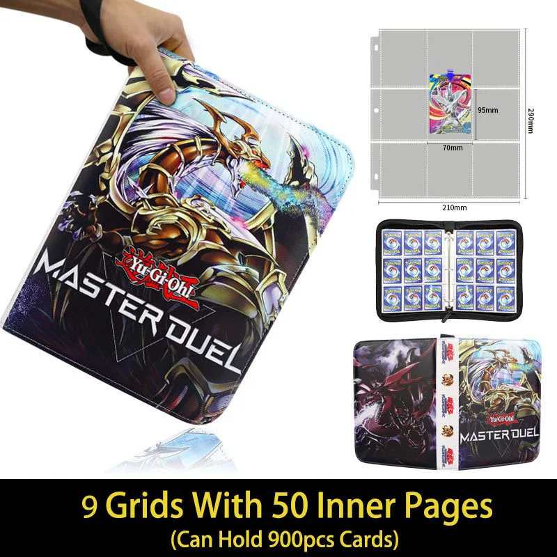 Duel Monsters Card Binder 9 Pocket Trading Card Holder Yu Gi Oh Anime Card Binder with 50 inner Pages Zipper Hold Up to 900 Card