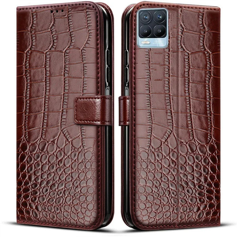 Leather Flip Case For Oppo Realme C21Y C25S C11 C53 C55 C3 C2 A1K C51 C25 C25Y C21 C31 C35 8 Pro 8i Note 50 Wallet Phone Case