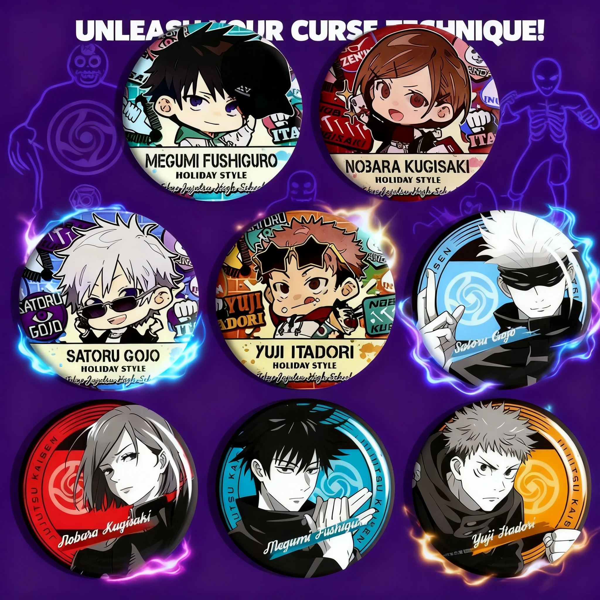 

Anime Badge Jujutsu Kaisen Gojo Satoru Inumaki Toge Okkotsu Yuta Metal Pin Brooch Cosplay Accessories Gift Collection