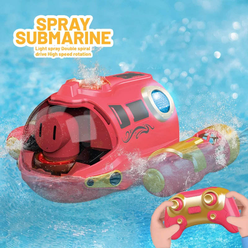 Rc Spray Undersea Boat Waterproof 2.4G High Speed Swimming Pool Bath Games Rc Spraying Motorboat Water Submarine Toys For Kids