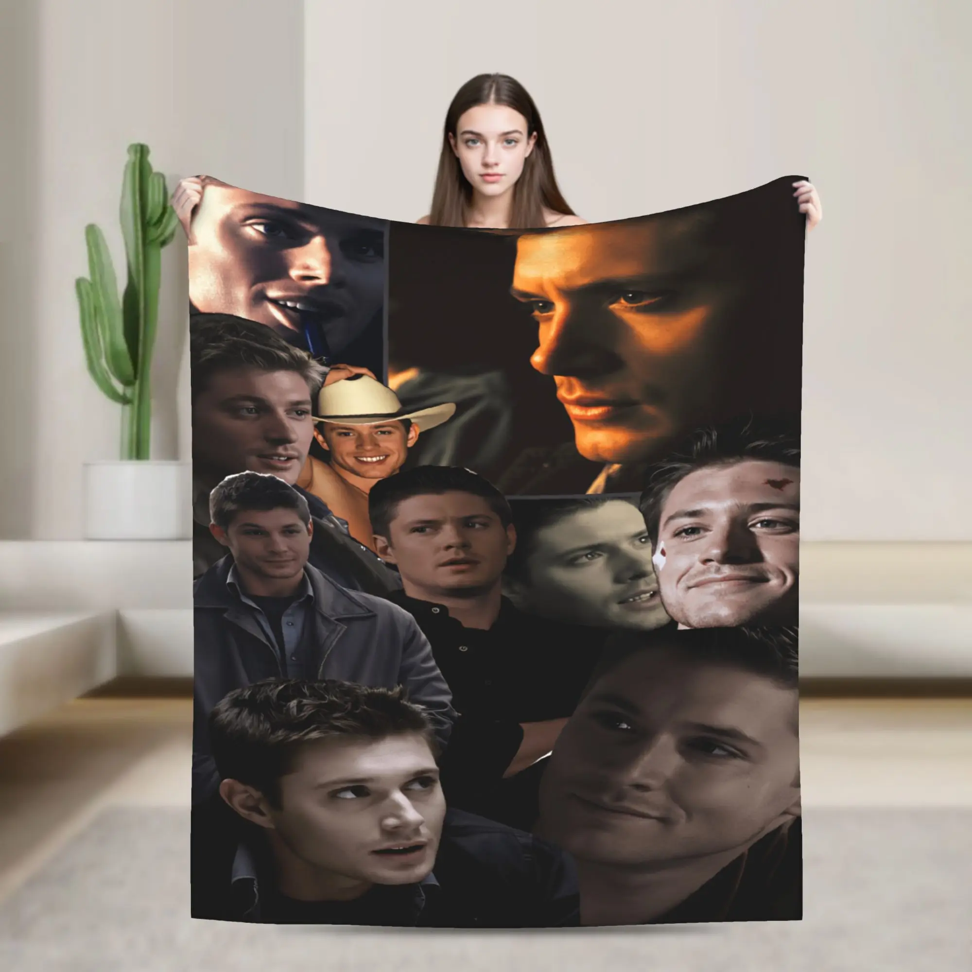 Sam Winchester Supernatural Collage Printed Flannel Blanket Boy Girl  Cozy Bedding Throws Home Decor Bedspread Sofa Bed Cover
