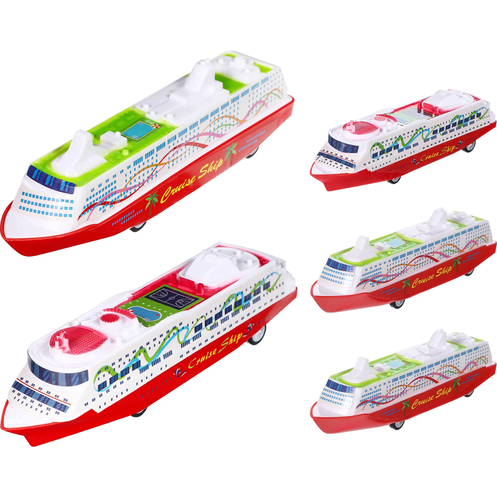 5 Pcs Pull Back Ship Model Toys Gliding Colored Cruise Sliding for Kids Abs Pull-back Toddler