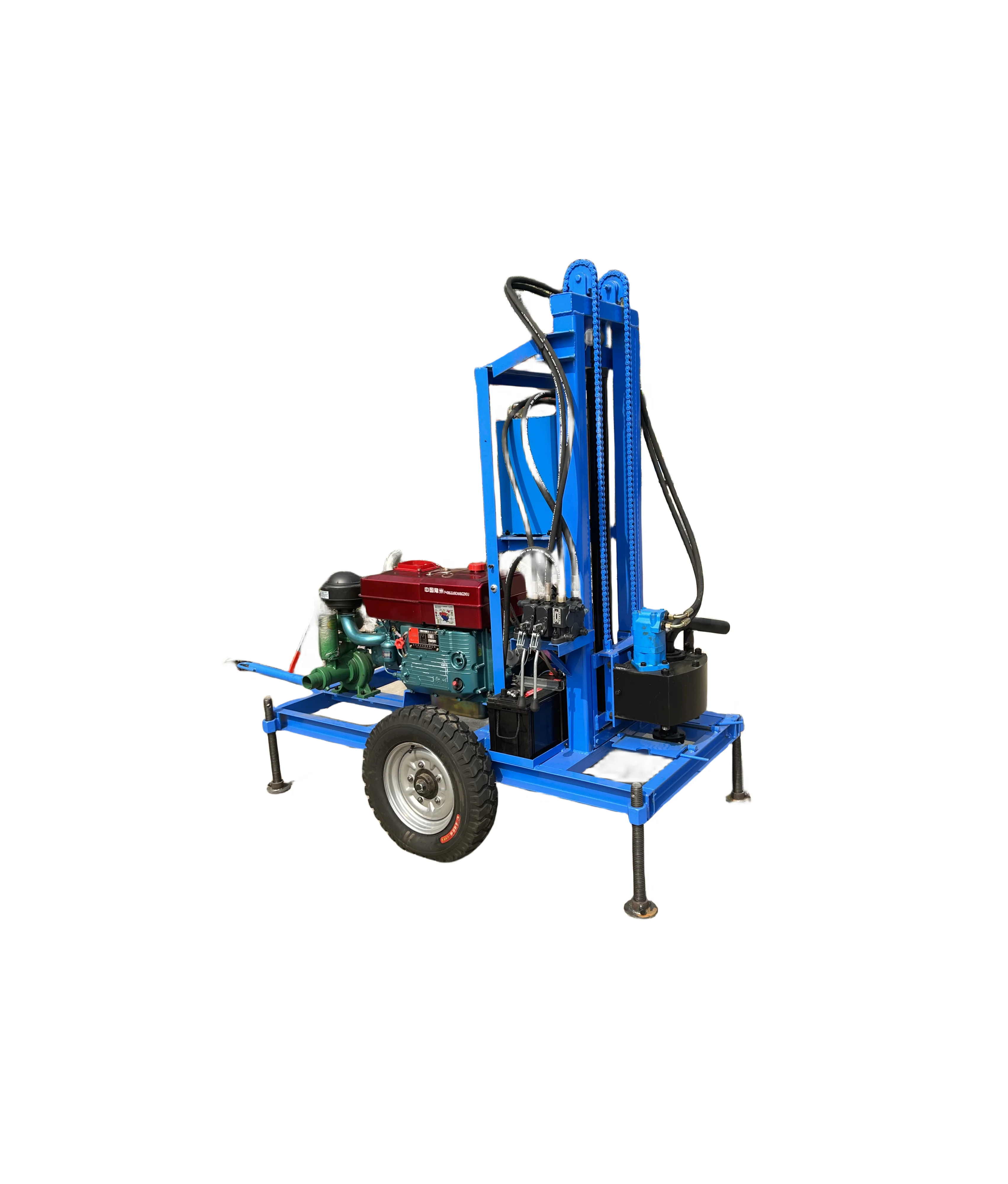 Mini small portable 150 m tractor mounted water drilling rig steel plate rock borehole drilling machine/bore well machine price