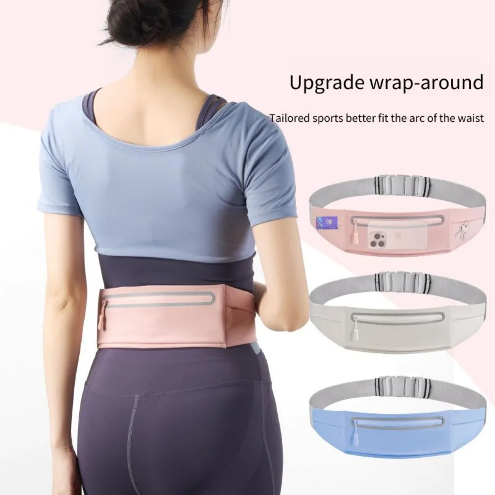Waterproof Running Waistband Lightweight Invisible Sports Fanny Pack Portable Reflective Strip Phone Pocket for Running Fitness