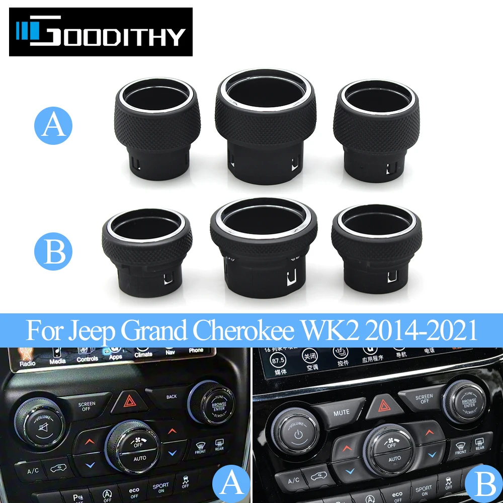 WK2 Car Front Central Console AC Control Auto Rotary Switch Button Radio Volume Rotary Knob For Jeep Grand Cherokee 2014-2021