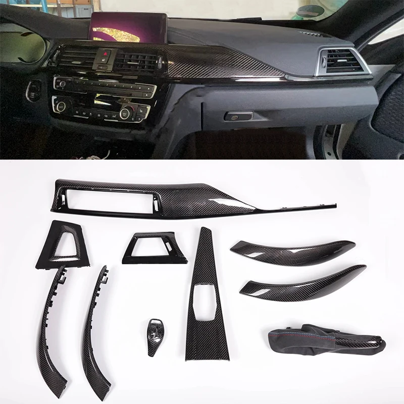 

Real Carbon Fiber F30 F31 F32 F33 F34 F36 F80 F82 F84 M3 M4 Dashboard with Glossy Black Trims Dashboard Trim for Bmw