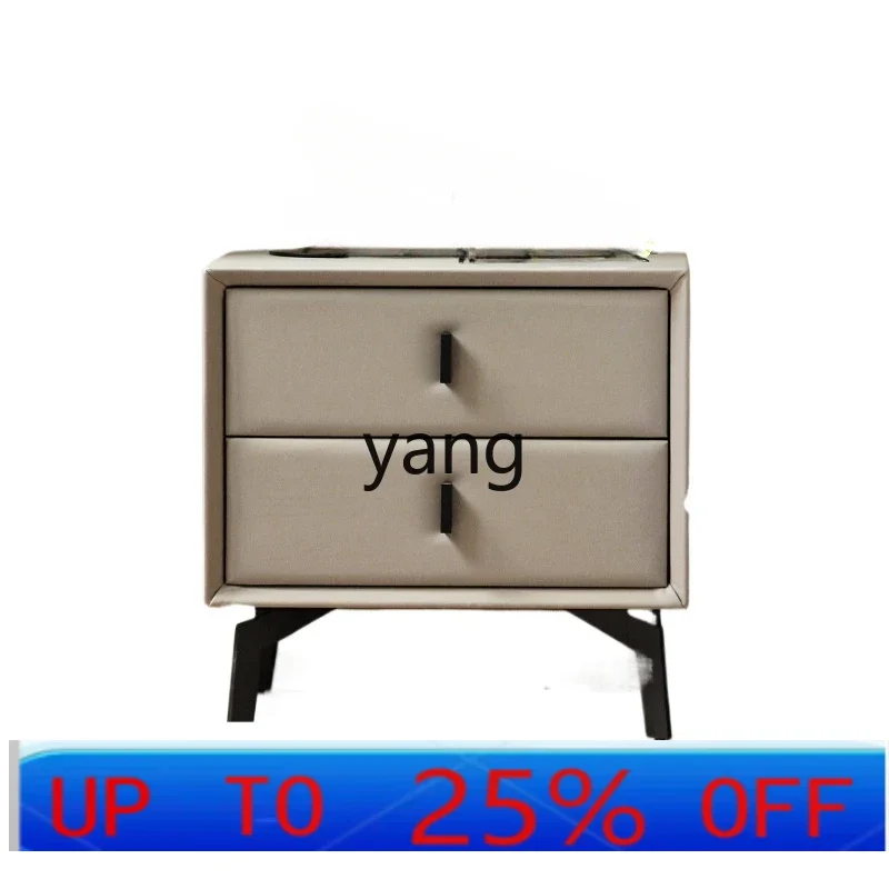 

LMM soft bag bedside table bedroom drawer storage light luxury solid wood bedside storage cabinet