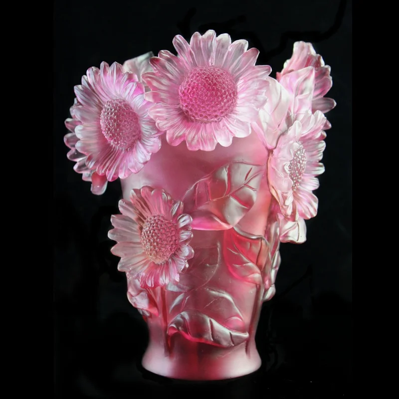 Eco-Friendly Liuli Material Handmade Sunflower Burner Vase Charcoal Incense Aromatic Diffuser