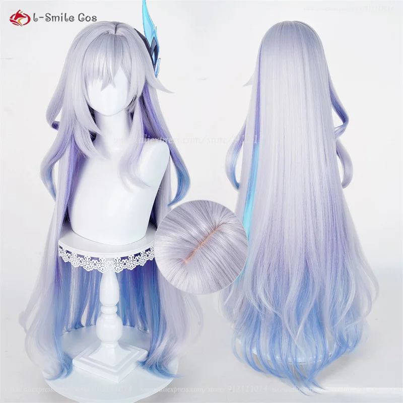 Skirk Cosplay Wig 105cm Grey Blue Mixed Wigs For Women Cosplay Anime Wig Heat Resistant Synthetic Hair Tartaglia Master Wigs