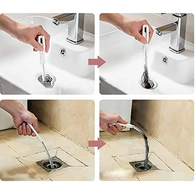 45cm/65cm Flexible Drain Hair Snake Clog Remover Sink Bathroom Tub Cleaner Drain Brush Sewer 2024 Pipe Dredging Cleaning Tools