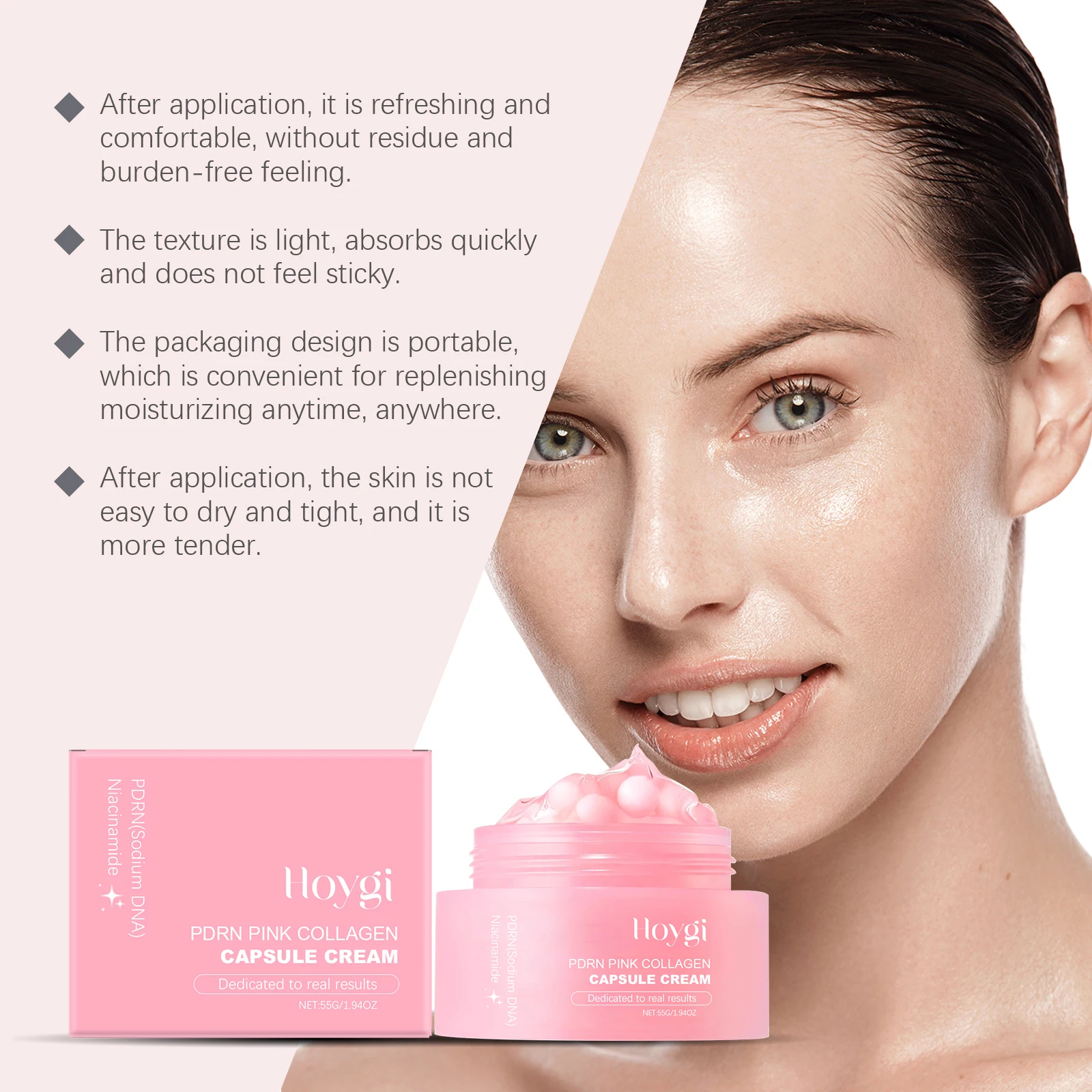 Hoygi Collagen Capsule Cream Niacinamide Anti‑Aging Moisturizing Hydrating Firming Plumping Lock Brighten Facial Skin Care Cream