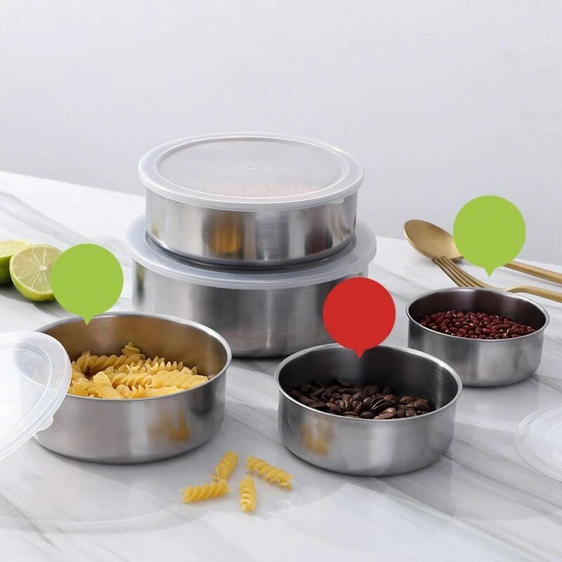 5 PCS Stainless Steel Food Container Sealed Crisper Storage Lunch Box Bowls With Lids Food Storage Box Lunch Box Bowl