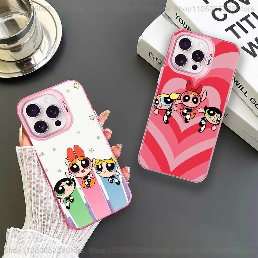 

Cartoon P-Powerpuff-Girls Phone Case For iPhone 16,15,14,13,12,11,Mini,Pro,MAX Pink Matte Shockproof Cover