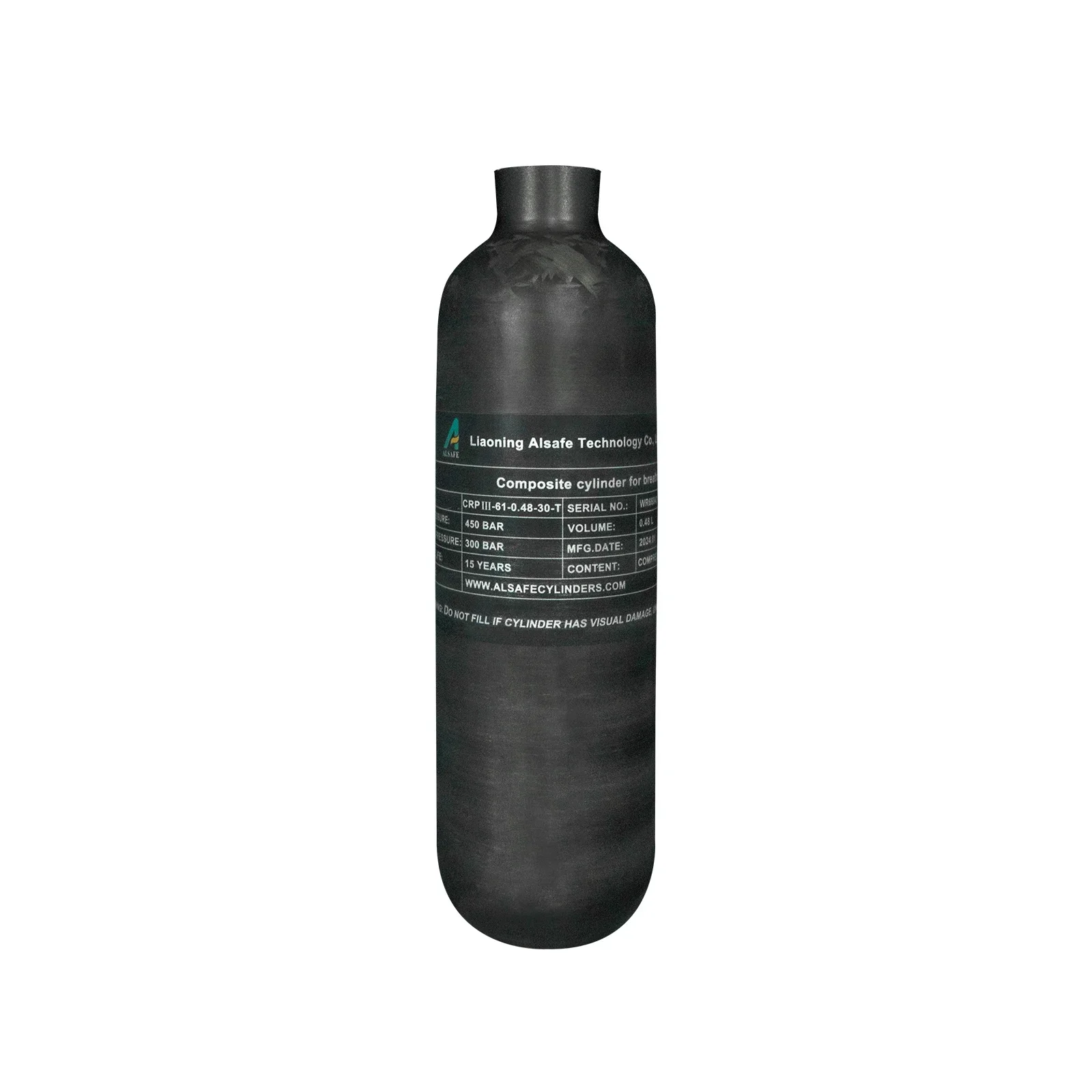 TUXING 4500PSI 300Bar 30MPA 480CC 0.48L Carbon Fiber Cylinder High Pressure HPA Tank for Diving M18*1.5