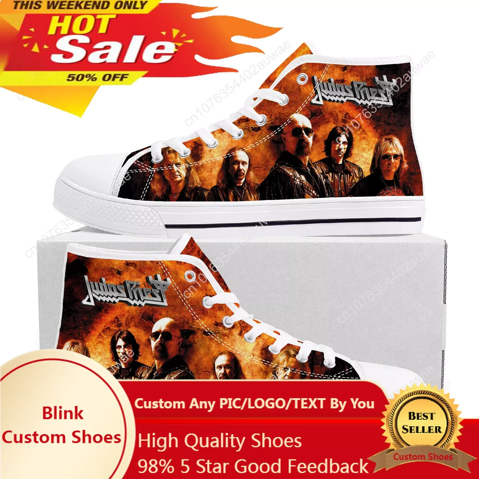 

Judas Priest Heavy Metal Rock Band High Top High Quality Sneakers Men Women Teenager Canvas Sneaker Casual Custom Couple Shoes