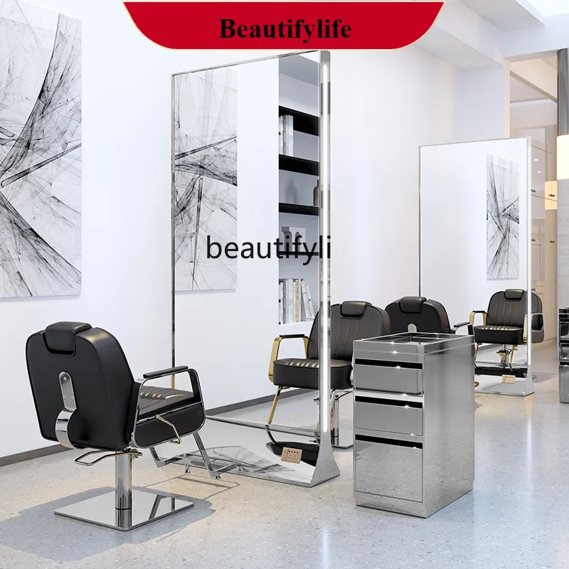 

G185 Barber shop hair salon hair salon mirror table single and double-sided floor-to-ceiling simple hair cutting mirror