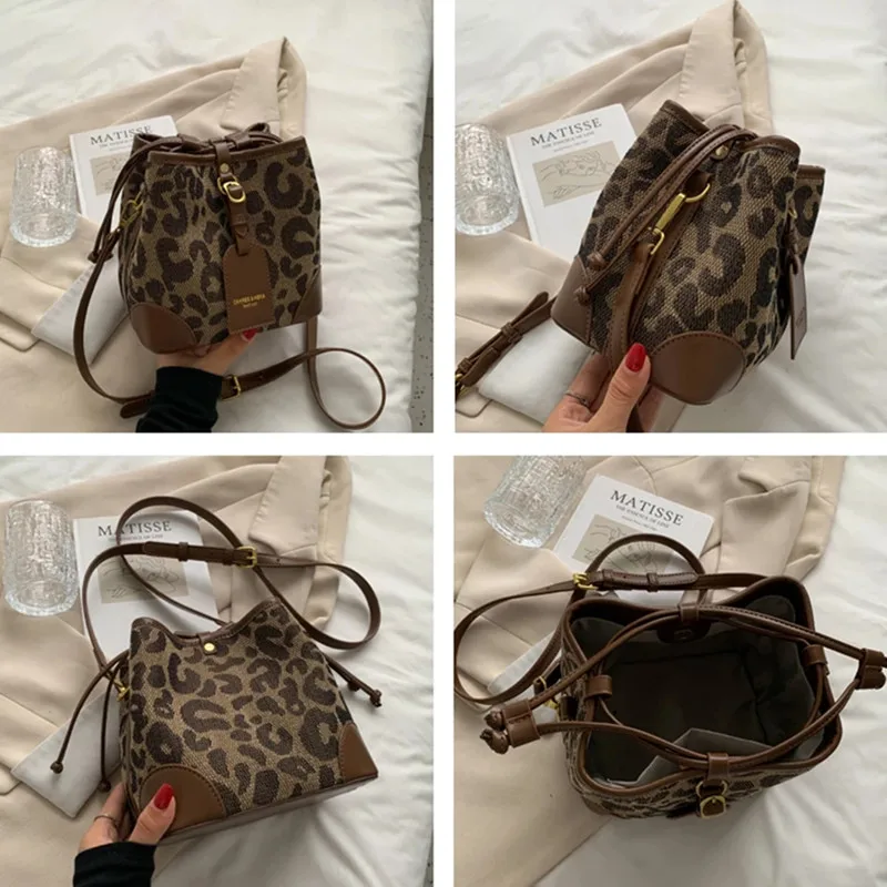 Jamhoo Leopard małe PU skórzane damskie wiadro Crossbody torby projektant torba na ramię luksusowa marka torebka damska Lady Trend Tote