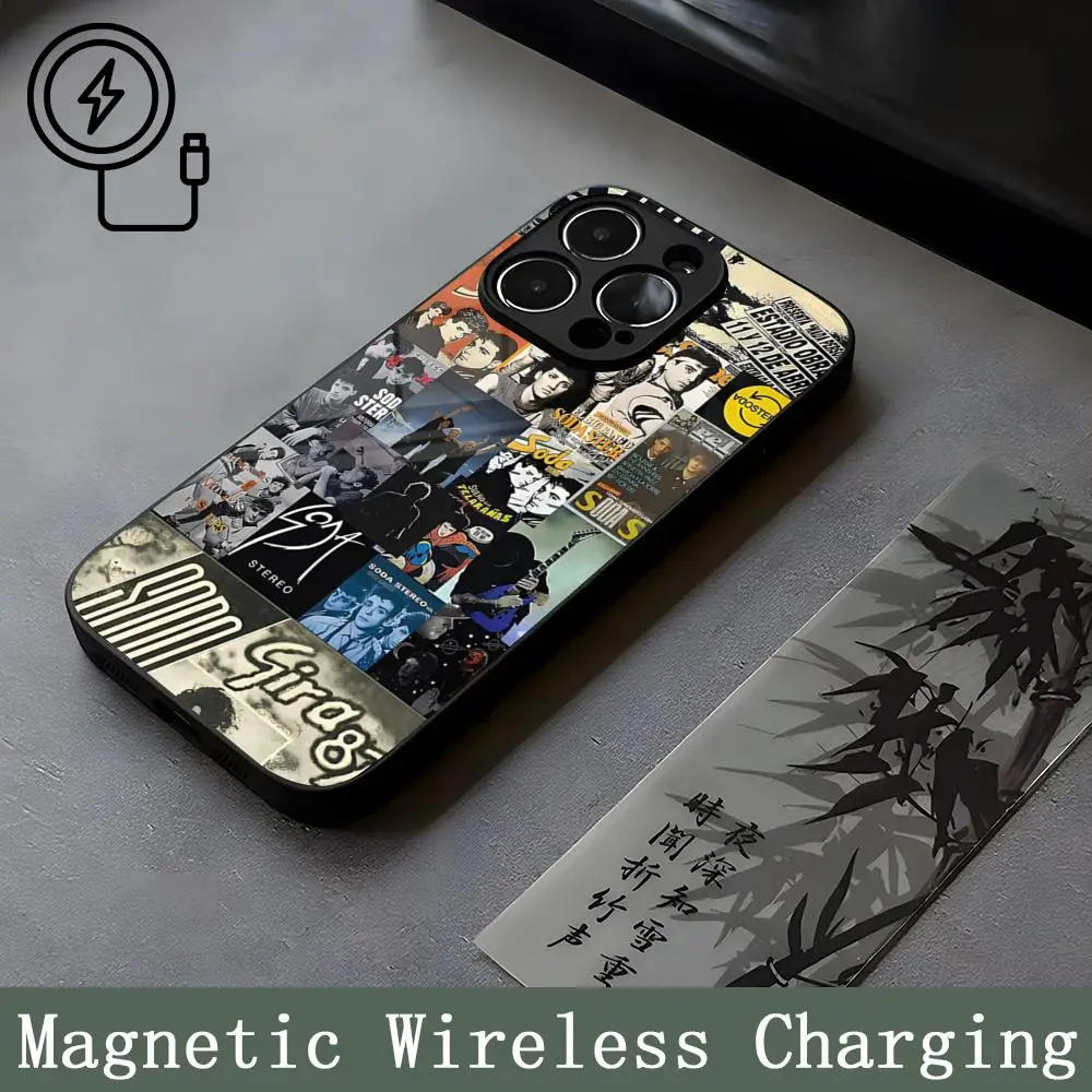Soda Stereo Band Strong Magnetism Glass For IPhone 14ProMax 15 13 12 15 11 Pro XS Max Plus Mini Coque