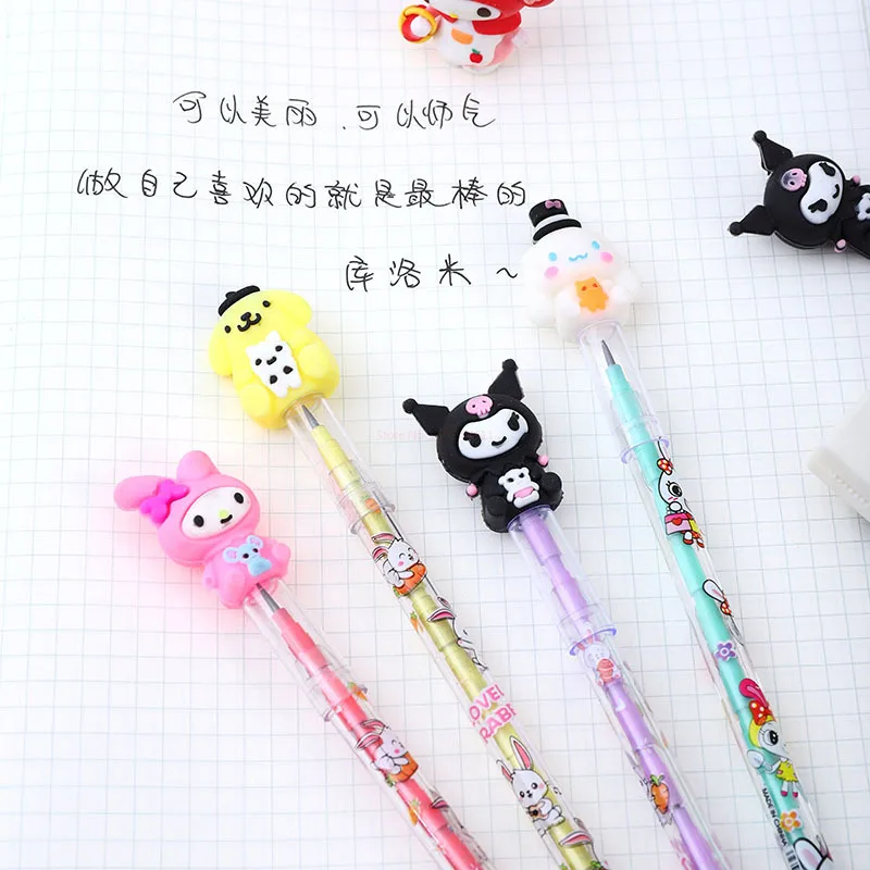 12/24/48pcs New style Sanrio Kulomi No sharpening pencil Cute styling egg pen Replaceable lead core Pupil work Black 0.5mm