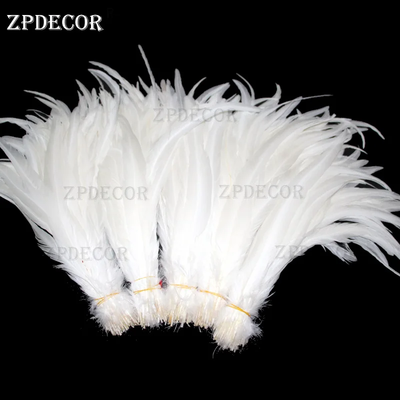 ZPDECOR Snow white Rooster Feathers 35-40 Cm/14-16 Inch for DIY Crafts Home Decor Feathers