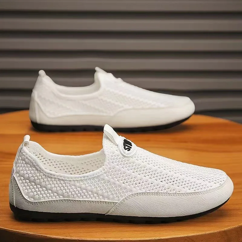 

Summer Men Hollow Mesh Slip On Shoes Lightweight Sneakers Soft Sole Breathable Walking Shoes Driving Outdoor Man Casual Footwear