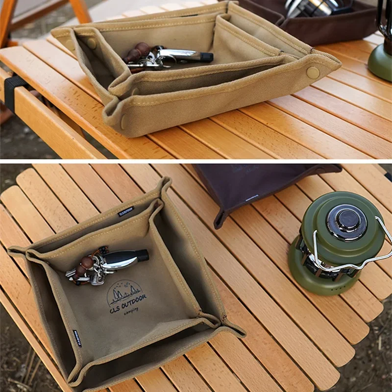 1 قطعة صينية تخزين التخييم المنزل صندوق تخزين السفر التخييم في الهواء الطلق المحمولة طاولة قابلة للطي مكدسة مربع صينية تخزين فوضى