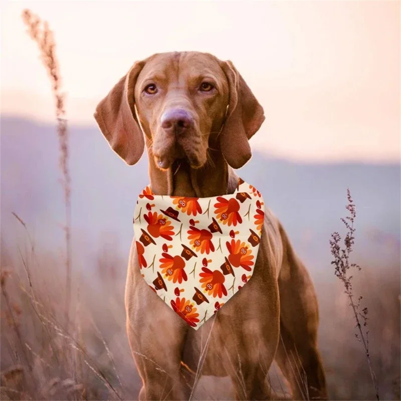 Pet Saliva Towel Supplies Decoration Thanksgiving Pattern Towel Dog Scarf Pet Neckerchief Scarf Harvest Bibs