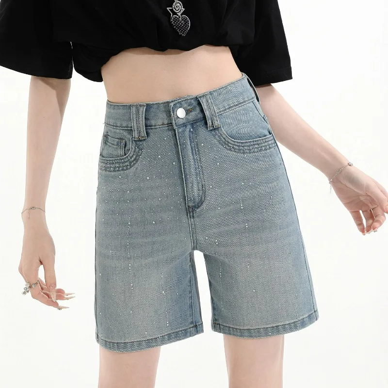 

Women High Waist Denim Shorts 2026 Summer Wide Leg Straight Short Pants Vintage Streetwear Thin Female Casual Loose Jeans Shorts