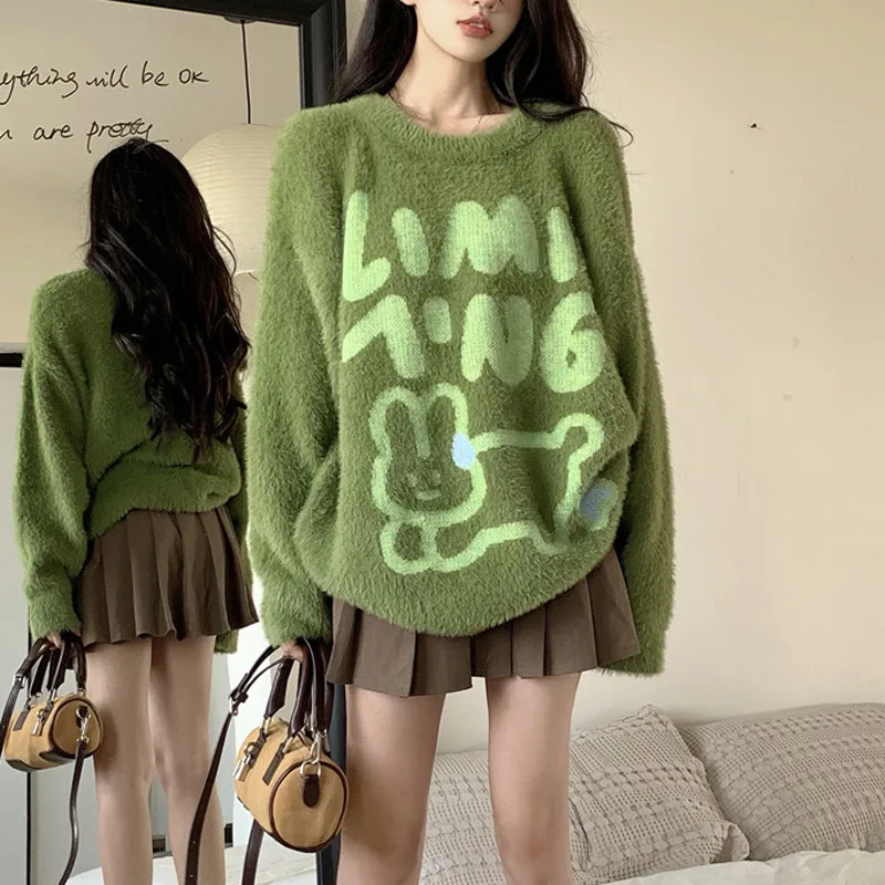 Youth Fashion Printing Letter Knitting Sweaters Women New High-quality Long Sleeve Korean Autumn Winter All-match Top 2022