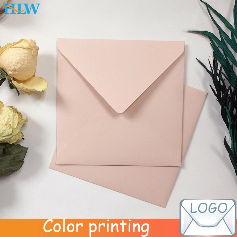 5 pçs/lote Luz Rosa Em Branco Envelopes Envelopes De Papel para Cartões do Convite da Festa de Casamento Presente Personalizado 16x16cm