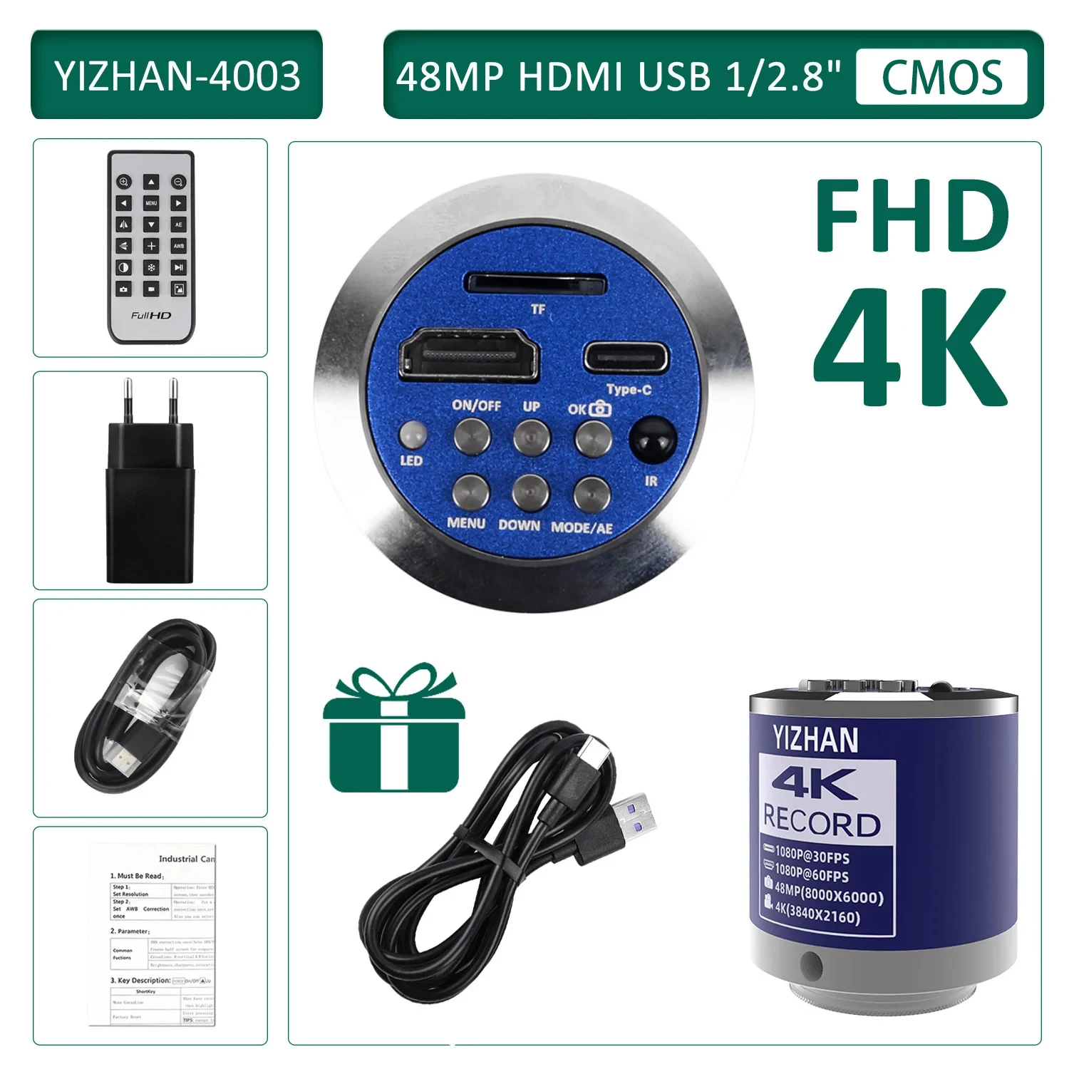 YIZHAN Full 4K Digitalmikroskop zum Löten, 215-fache Vergrößerung, 48MP HDMI USB Mikroskopkamera mit IMX415 Sensor, Videomikroskop – Detail 8