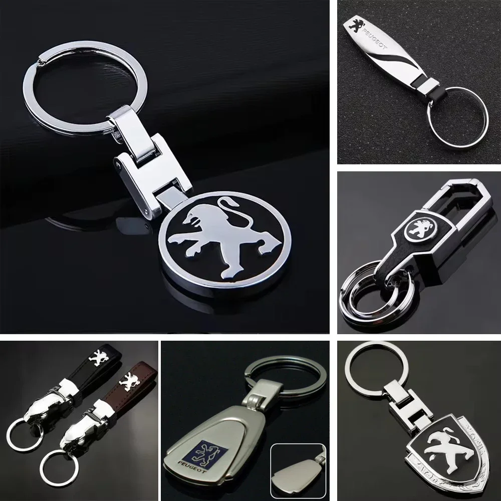 Alloy Car Key Chain Pendant Auto Logo Keyrings Holder for Peugeot 108 206 207 208 301 306 308 407 408 508 2008 3008 4008 5008