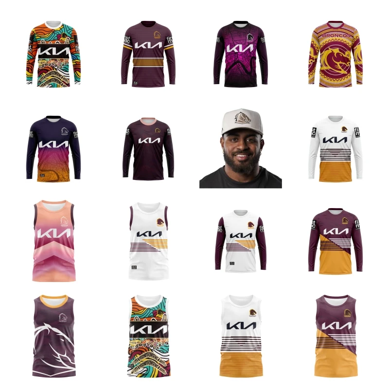 

2023 2024 Brisbane Broncos INDIGENOUS Home / Away / Indigenous / Anzac / Heritage / Singlet Hats Rugby Jersey