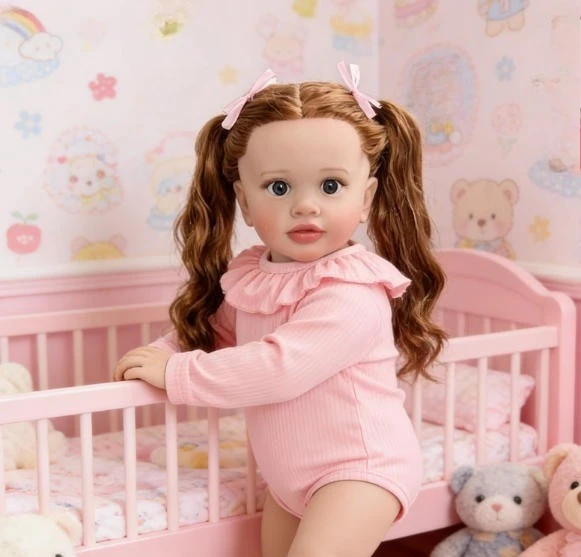 

Кукла-реборн Пиппа 66 см с имплантированными кудрявыми волосами, 3D-расписной кожей и реалистичными видимыми венами, высококачественная кукла-младенец