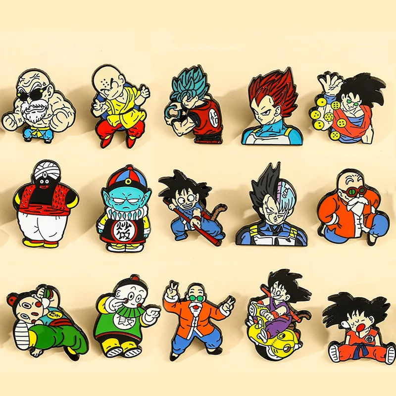 Dragon Ball Cartoon Metal Brooch Anime Goku Vegeta Buu Anime Figure Hat Clothing Women's Pin Accessories Commemorative Badge